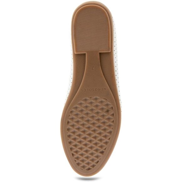 Aerosoles Women White Perf Synthetic Polyurethane Closed Rounded Toe Ballet Flat - Picture 4 of 6